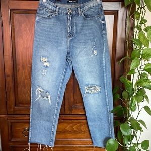 Bluenotes straight fit high rise festival distressed raw hem jeans